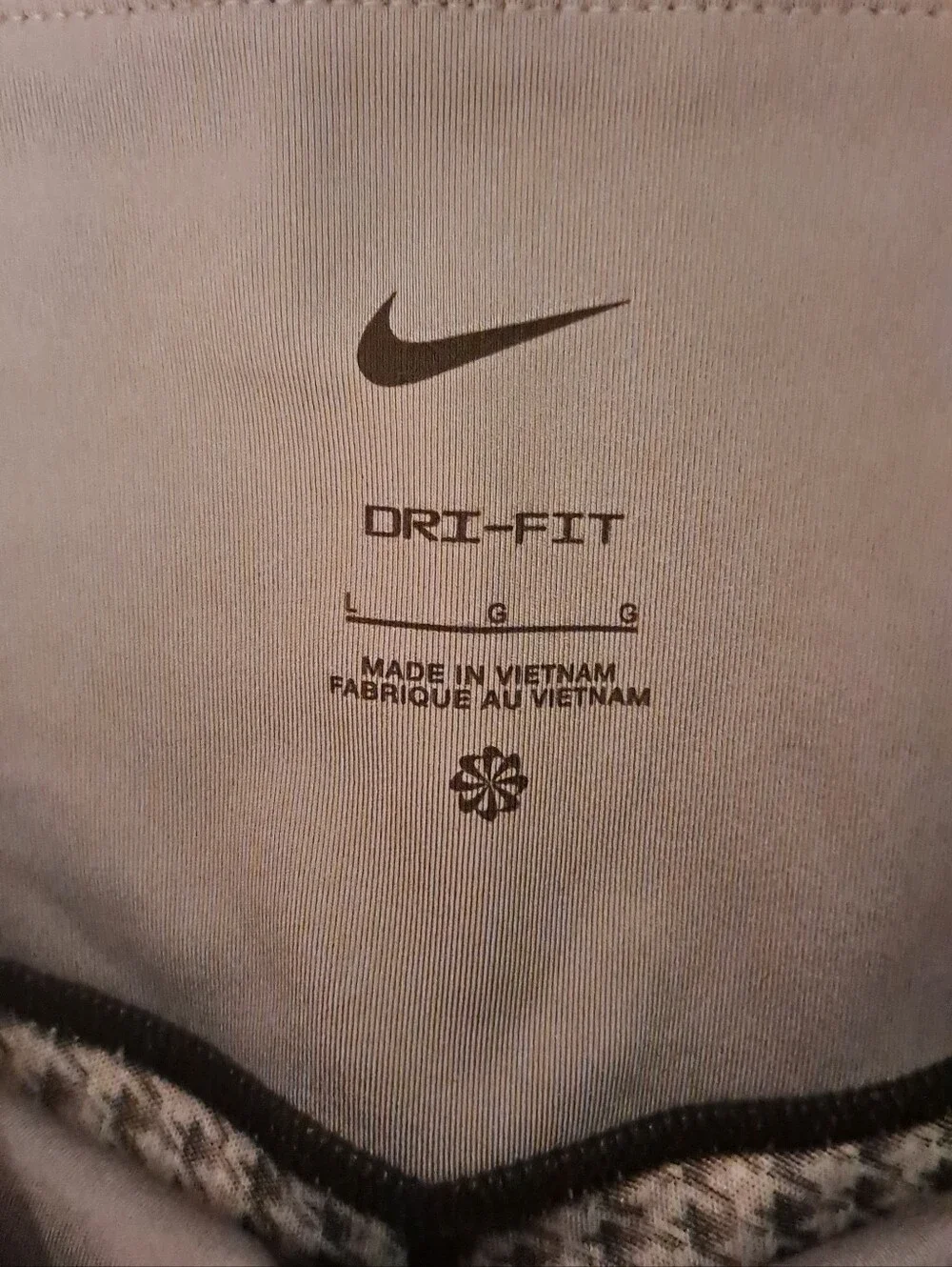 Nike Black & White Houndstooth Womens Leggings - Classic Pattern Sz L